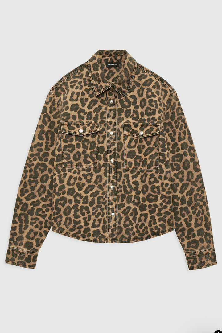 Anine Bing - Paxton Shirt black and brown leopard
