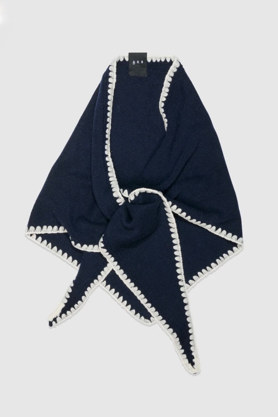 Christian AKS - Mina Stitched Merino Scarf - Navy