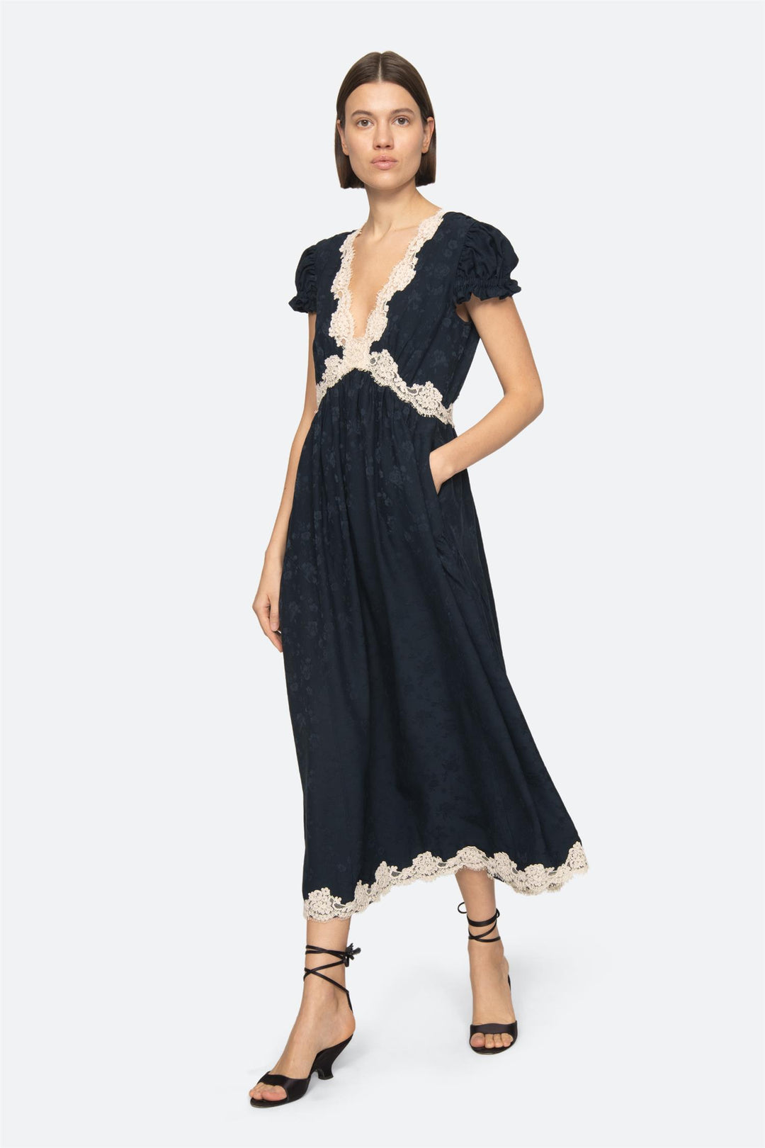Sea NY - Shay lace midi v-neck dress