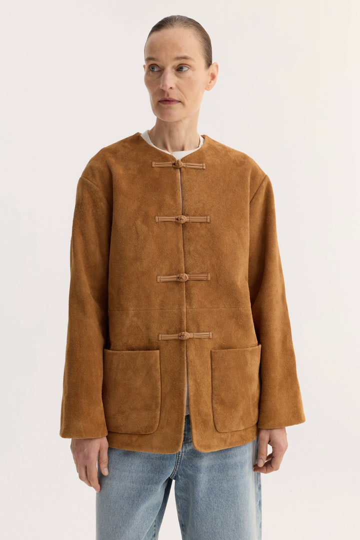 Róhe - Mandarin Textured Suede Jacket
