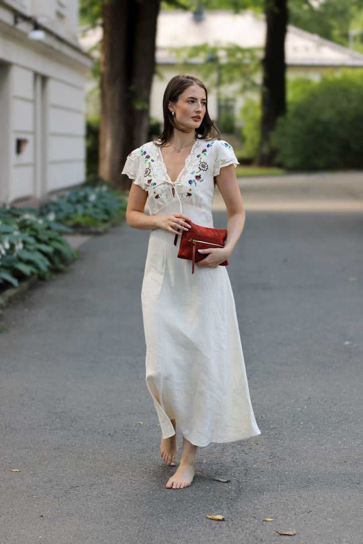 Rixo - Amari Dress Daisy Sun Embroidery Cream
