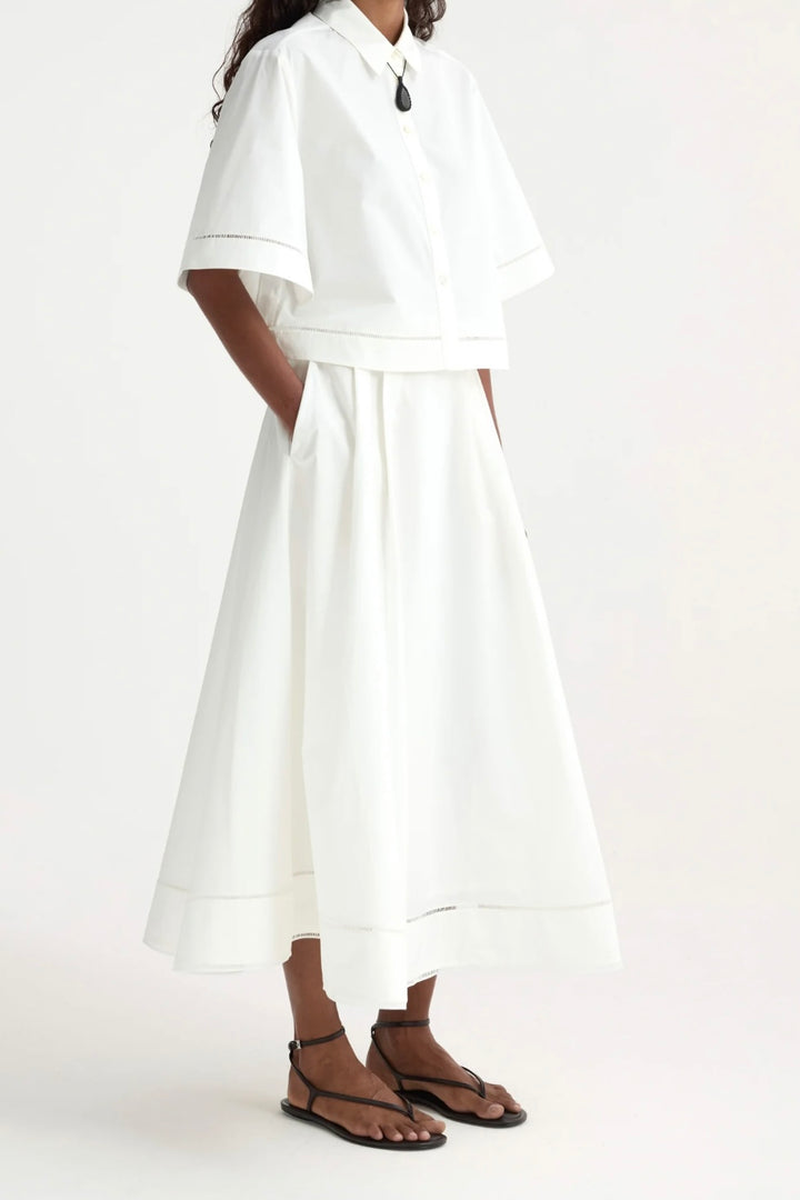 Róhe - Ladder embroidered poplin skirt