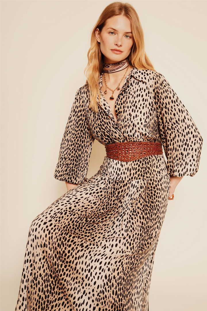 Rixo - Izzy Dress Antelope Spot Black