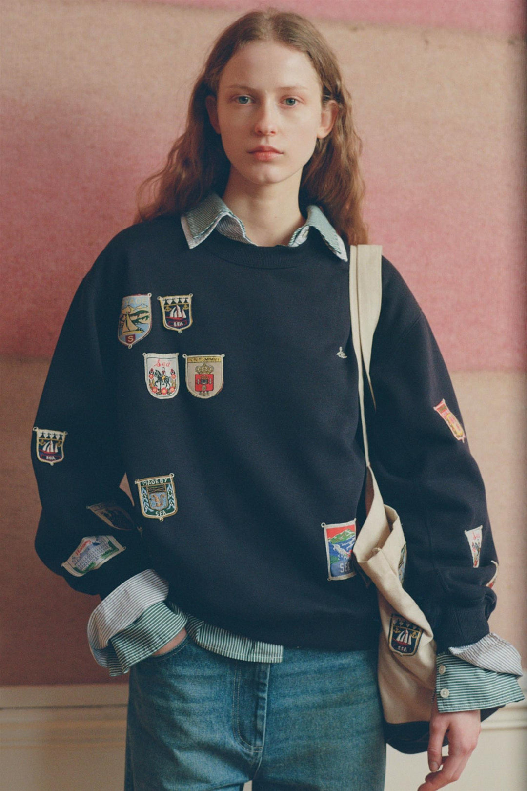 Sea NY - Davis patchwork crew neck sweatshirt