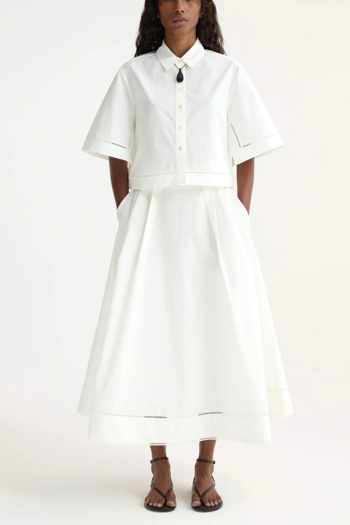 Róhe - Ladder embroidered poplin skirt