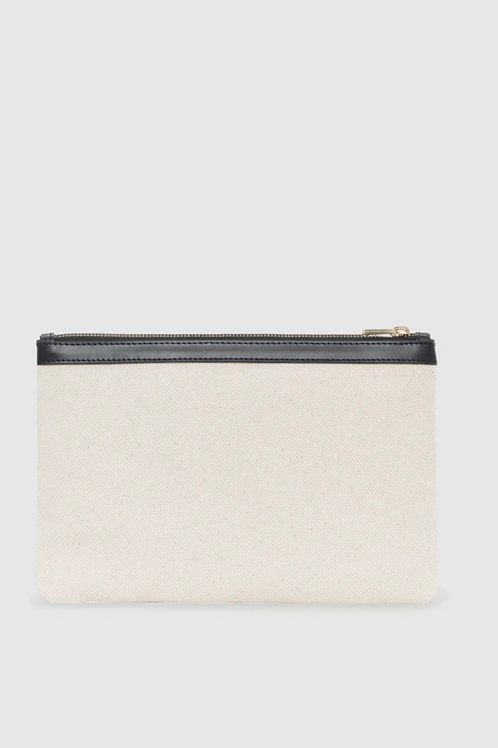 Anine Bing - Lili Pouch natural canvas with black