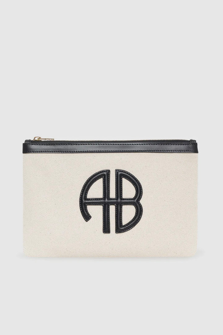 Anine Bing - Lili Pouch natural canvas with black