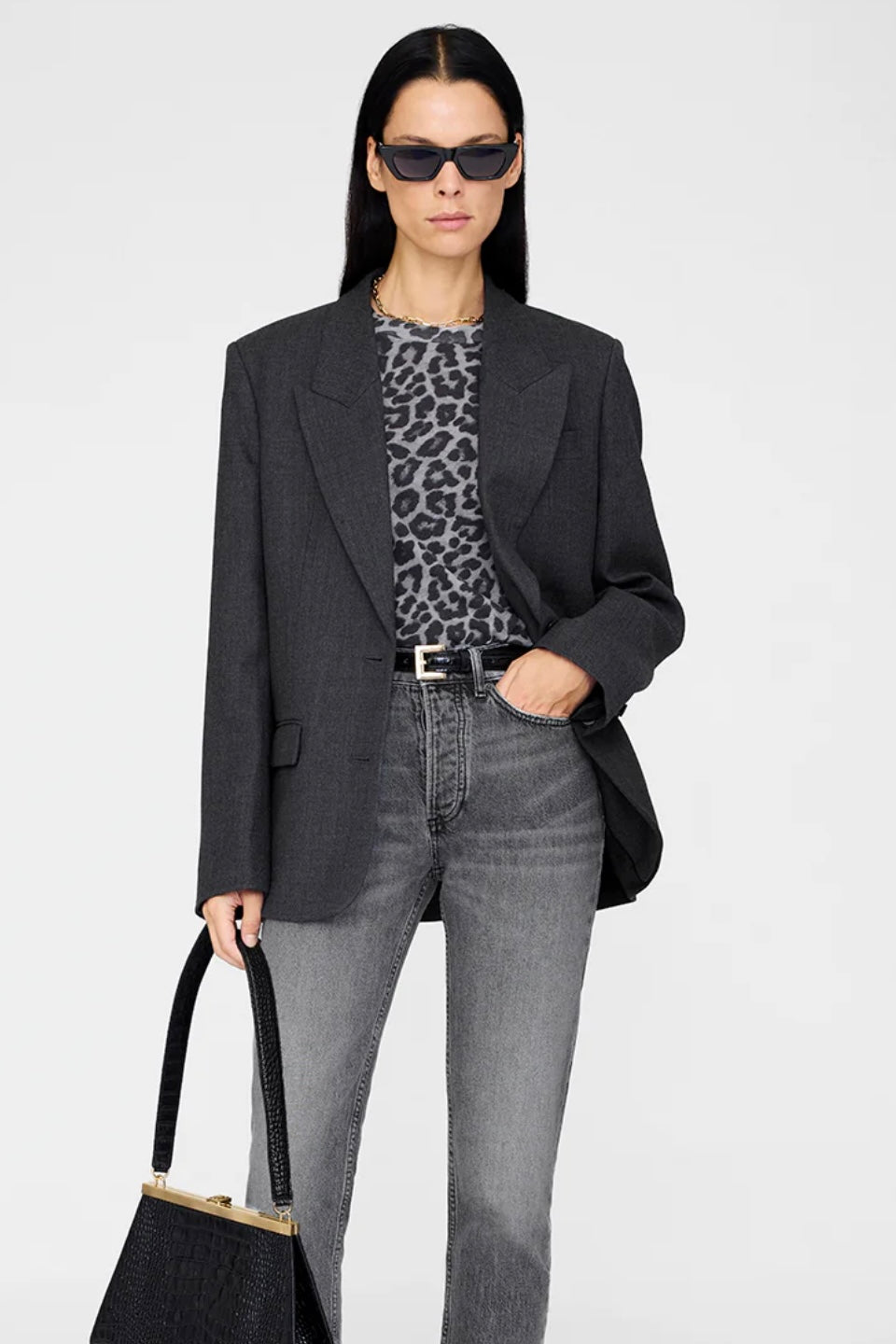 Anine Bing - Cohen Tee grey leopard