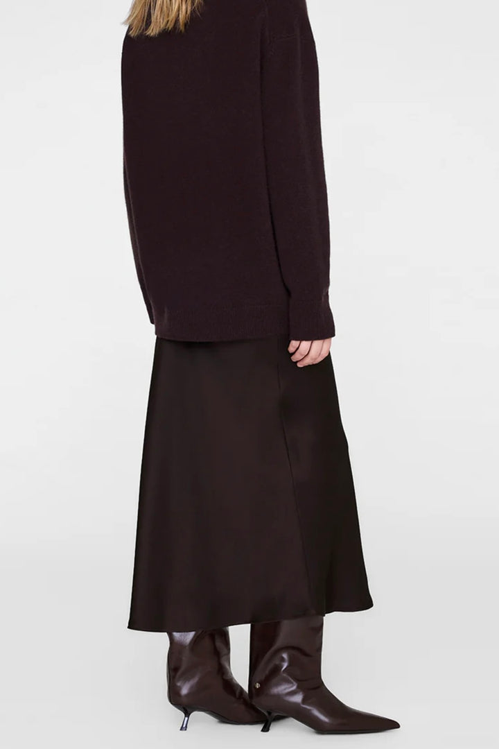 Anine Bing - Bar Silk Skirt deep brown