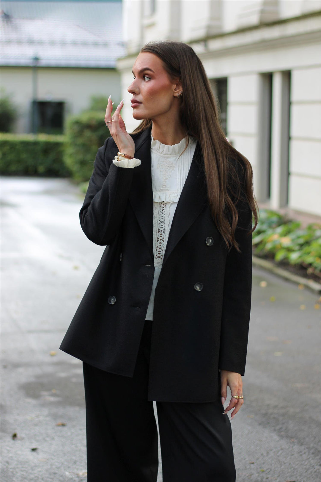 Harris Wharf - Slouchy Peacoat with s.p. light pressed wool