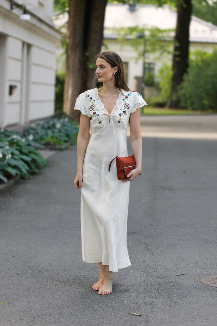 Rixo - Amari Dress Daisy Sun Embroidery Cream