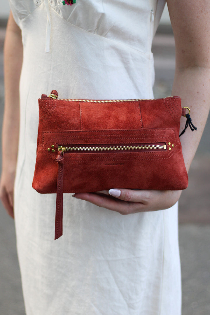 Jerome Dreyfuss - Lucky Clutch L rouille split suede