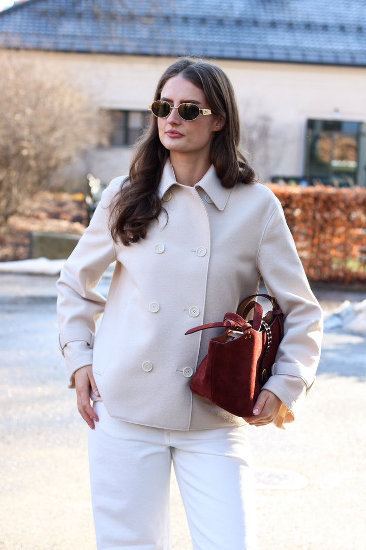 Harris Wharf - Women oversized short trench light pressed	wool