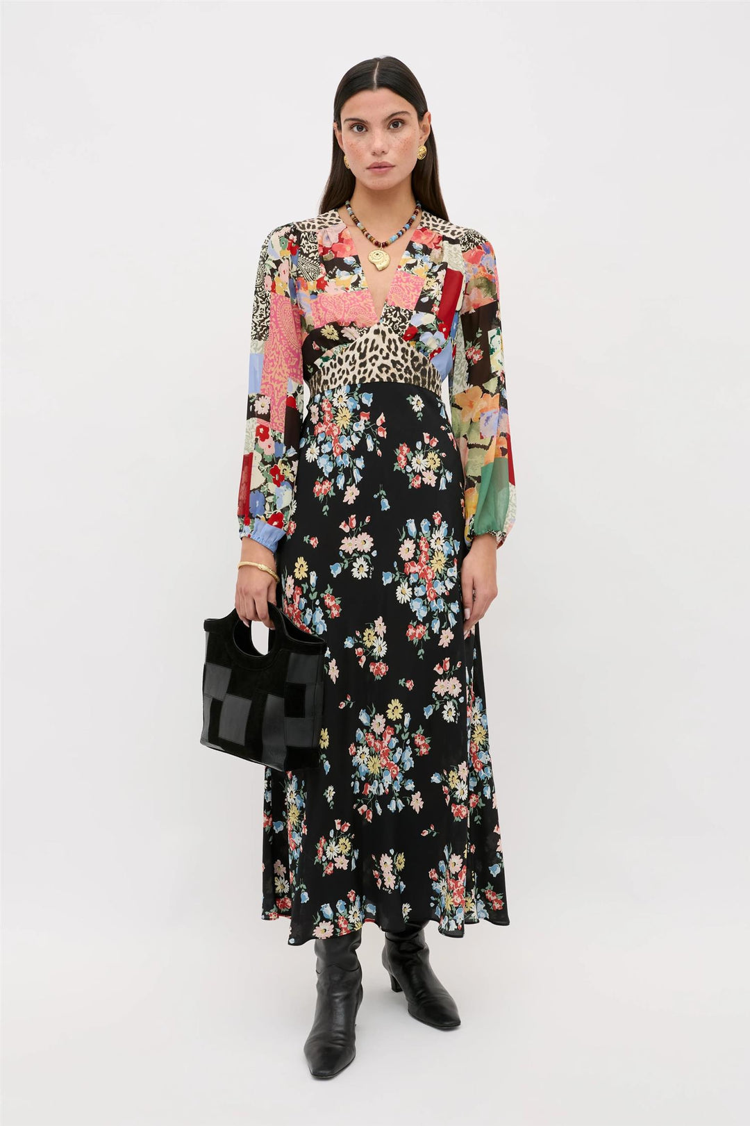 Rixo - Kaila Dress Amelia Patchwork Mix Multi