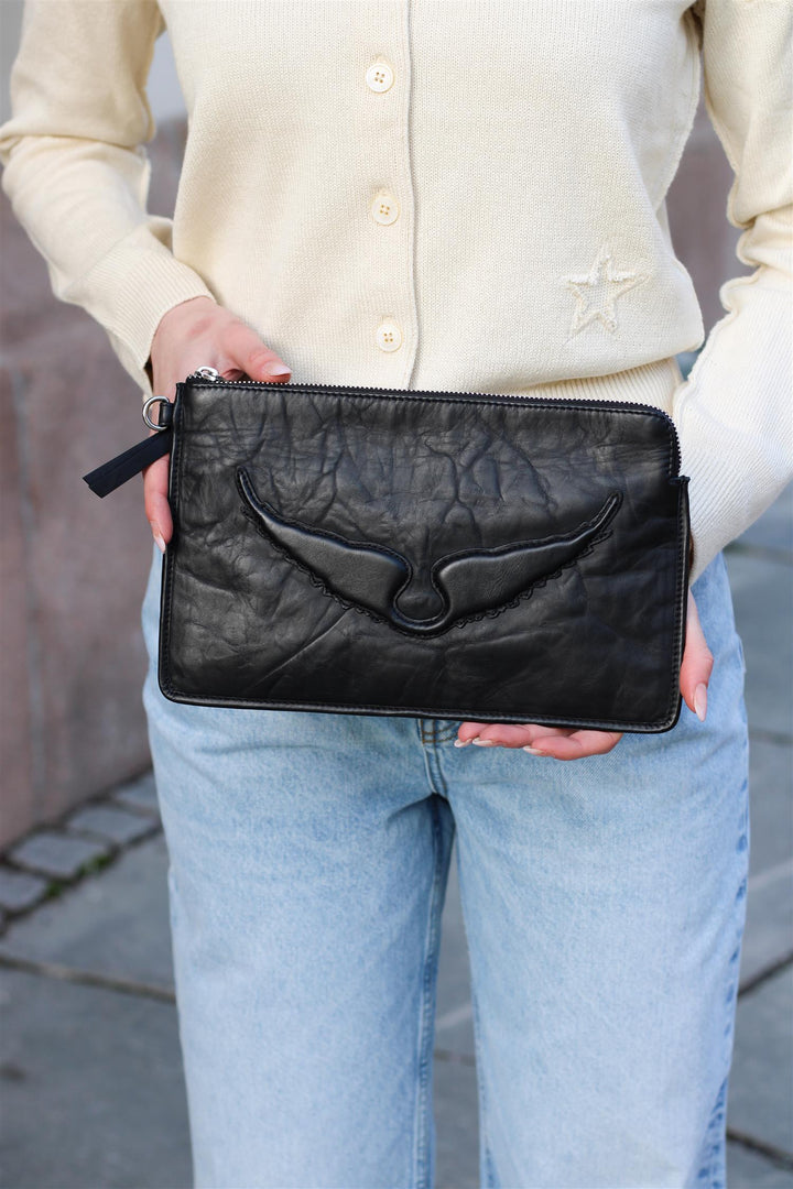 Zadig & Voltaire - angel pouch wings cow burnish
