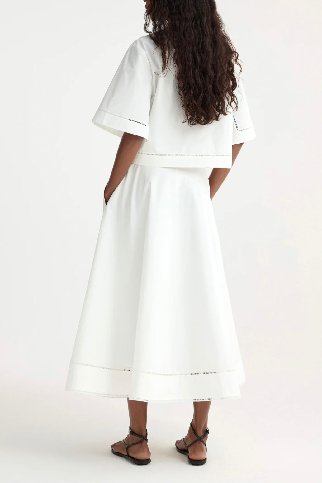 Róhe - Ladder embroidered poplin skirt