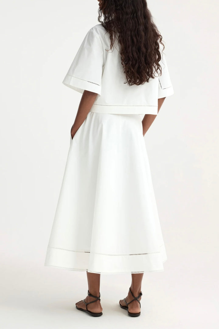 Róhe - Ladder embroidered poplin skirt