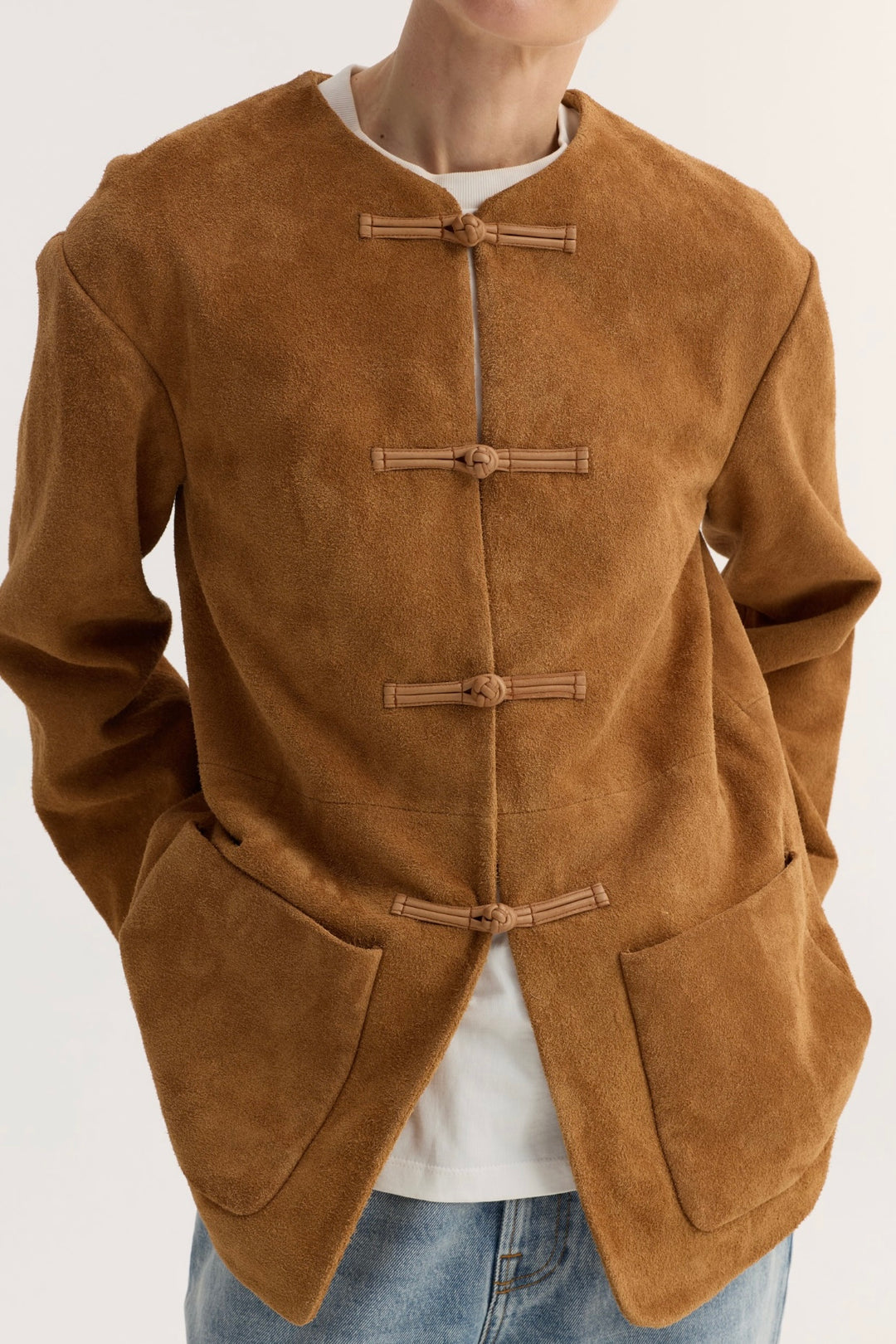 Róhe - Mandarin Textured Suede Jacket