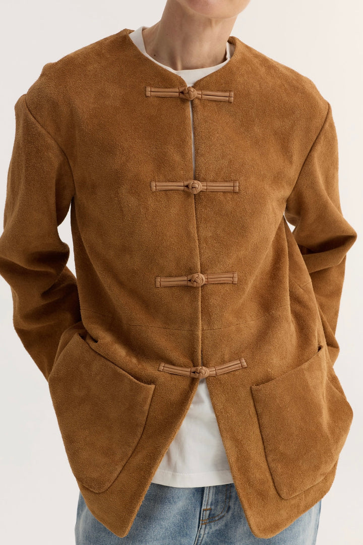Róhe - Mandarin Textured Suede Jacket