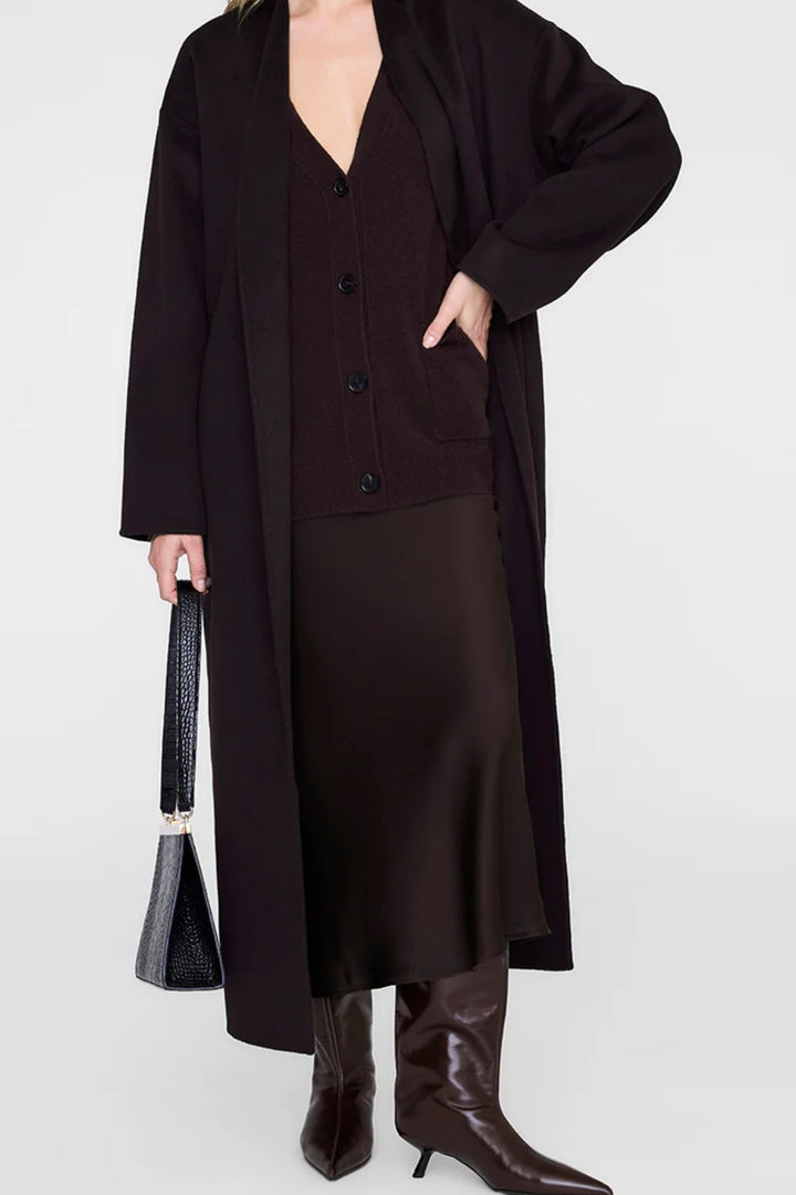 Anine Bing - Bar Silk Skirt deep brown