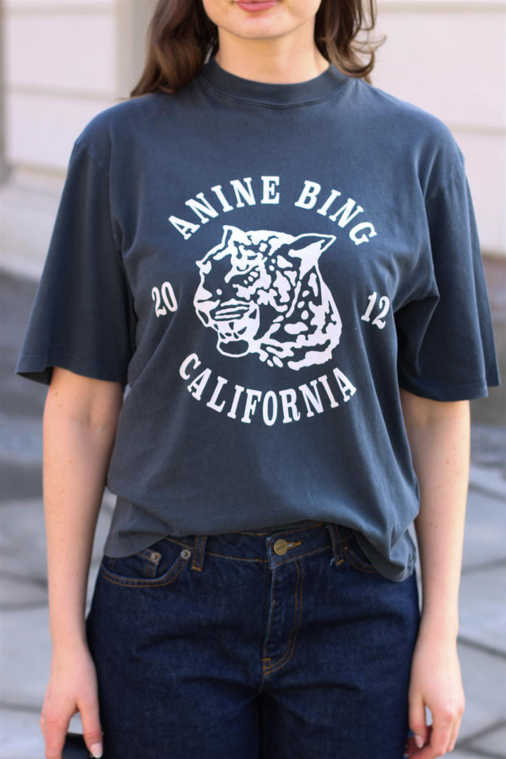 Anine Bing - Avi Tee Collegiate Leopard washed leopard