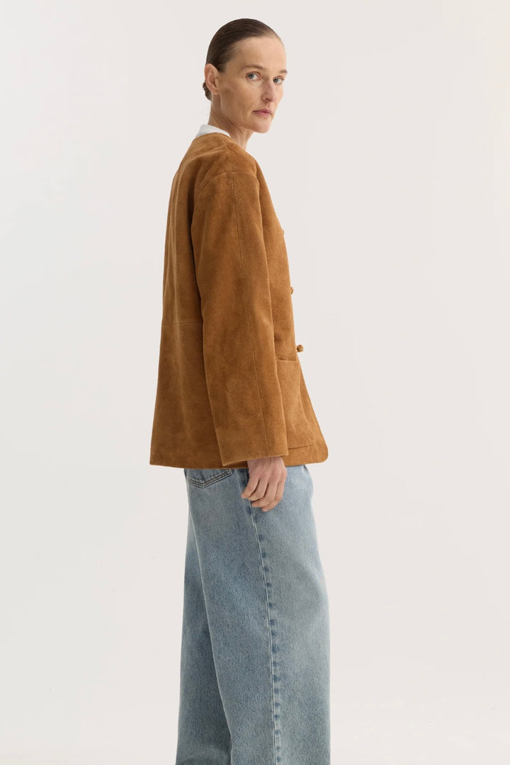 Róhe - Mandarin Textured Suede Jacket