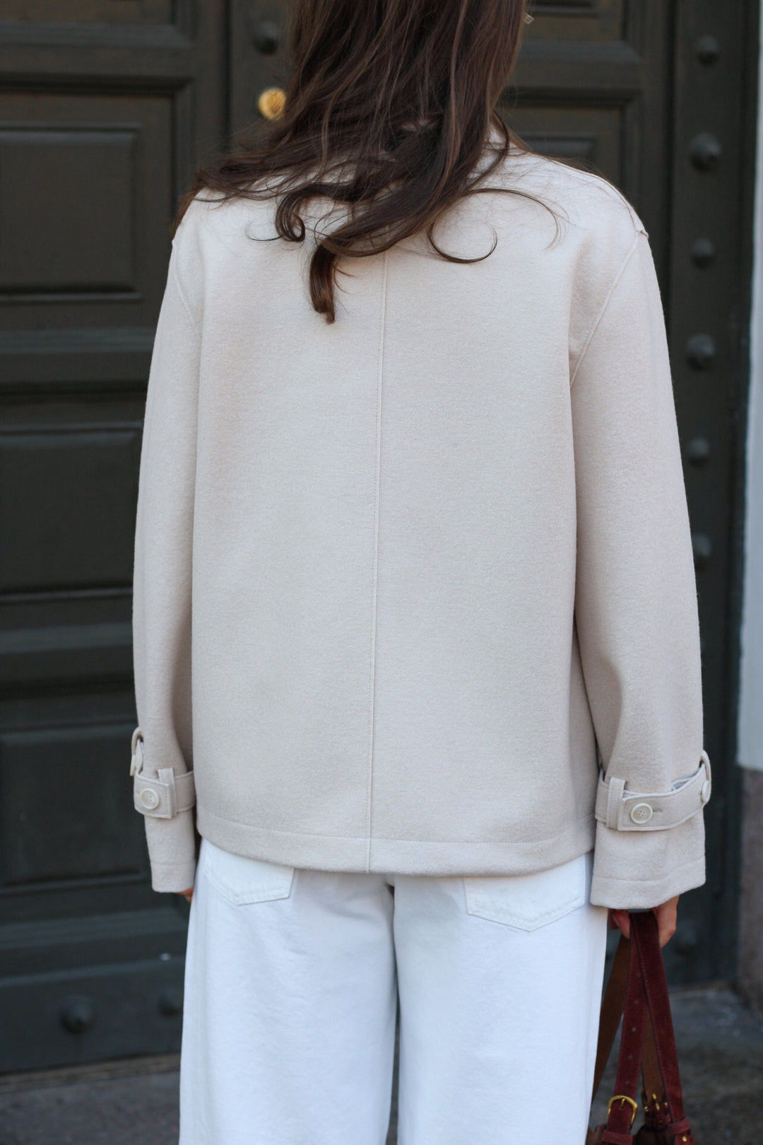 Harris Wharf - Women oversized short trench light pressed	wool