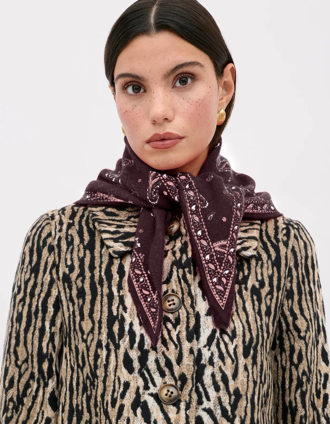 Rixo - Lianora Scarf Daisy Paisley Knit Oxblood