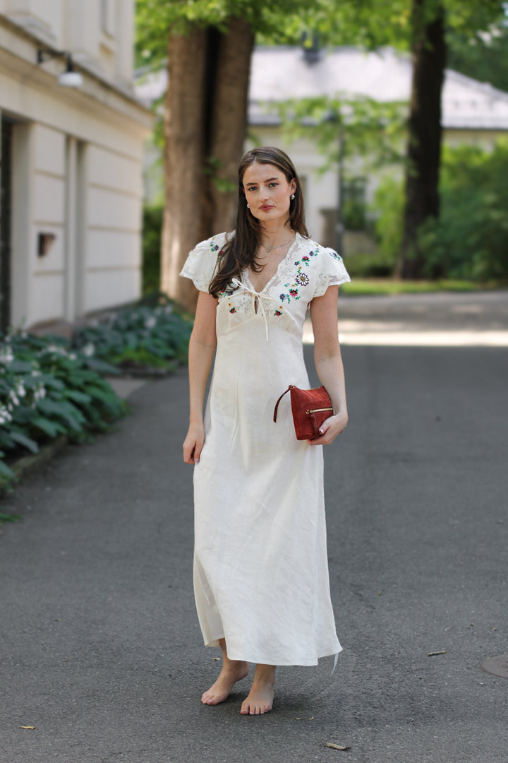 Rixo - Amari Dress Daisy Sun Embroidery Cream