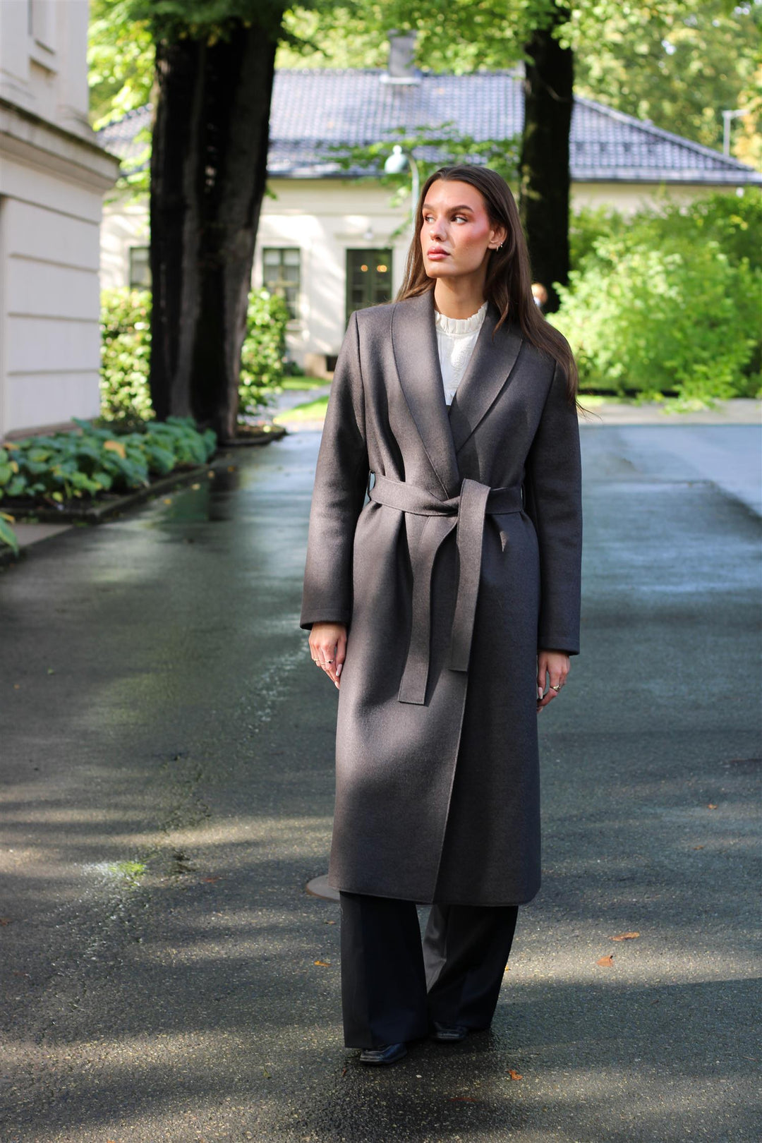 Harris Wharf - Women shawl collar coat pressed wool