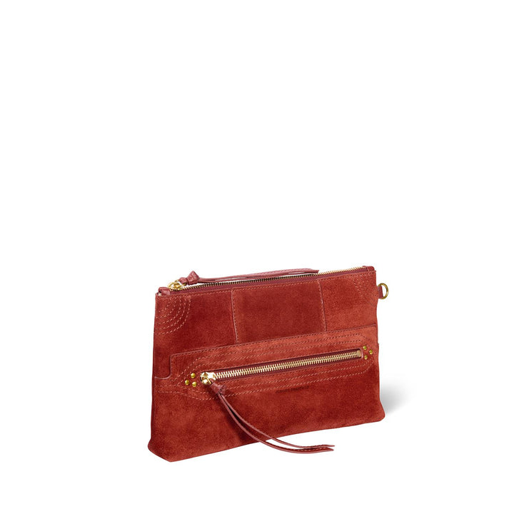 Jerome Dreyfuss - Lucky Clutch L rouille split suede