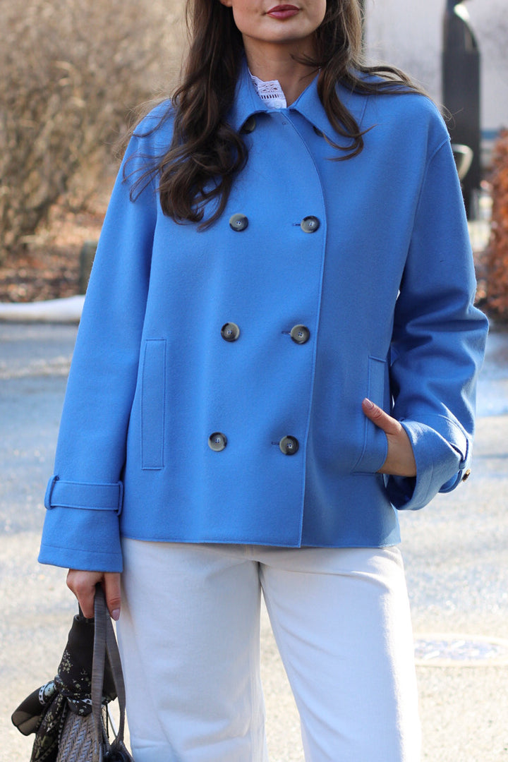 Harris Wharf - Women oversized short trench light pressed	wool