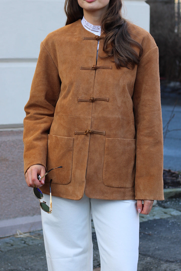 Róhe - Mandarin Textured Suede Jacket