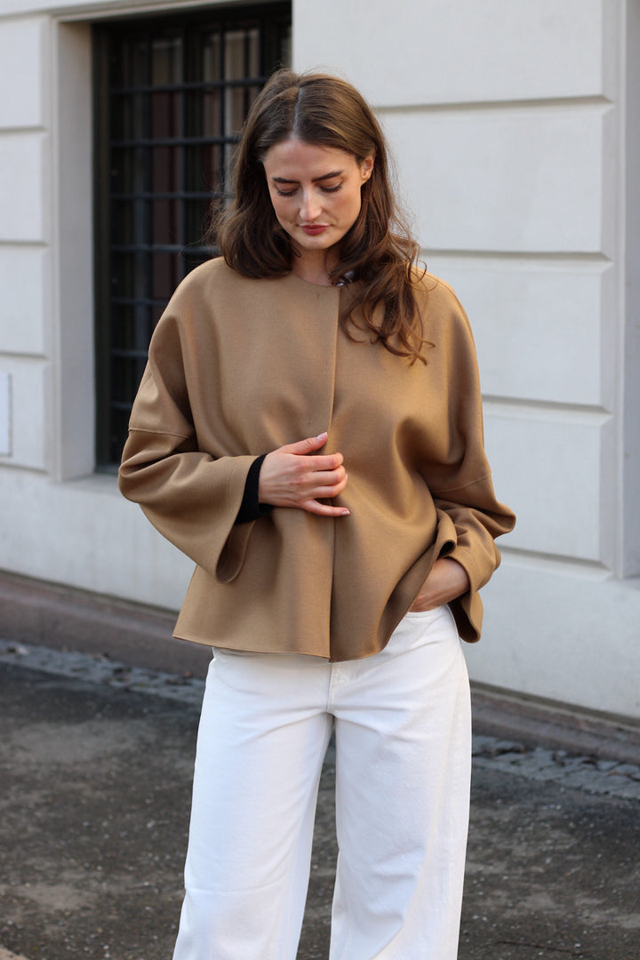 Harris Wharf - Women	collarless cape cashmere blend