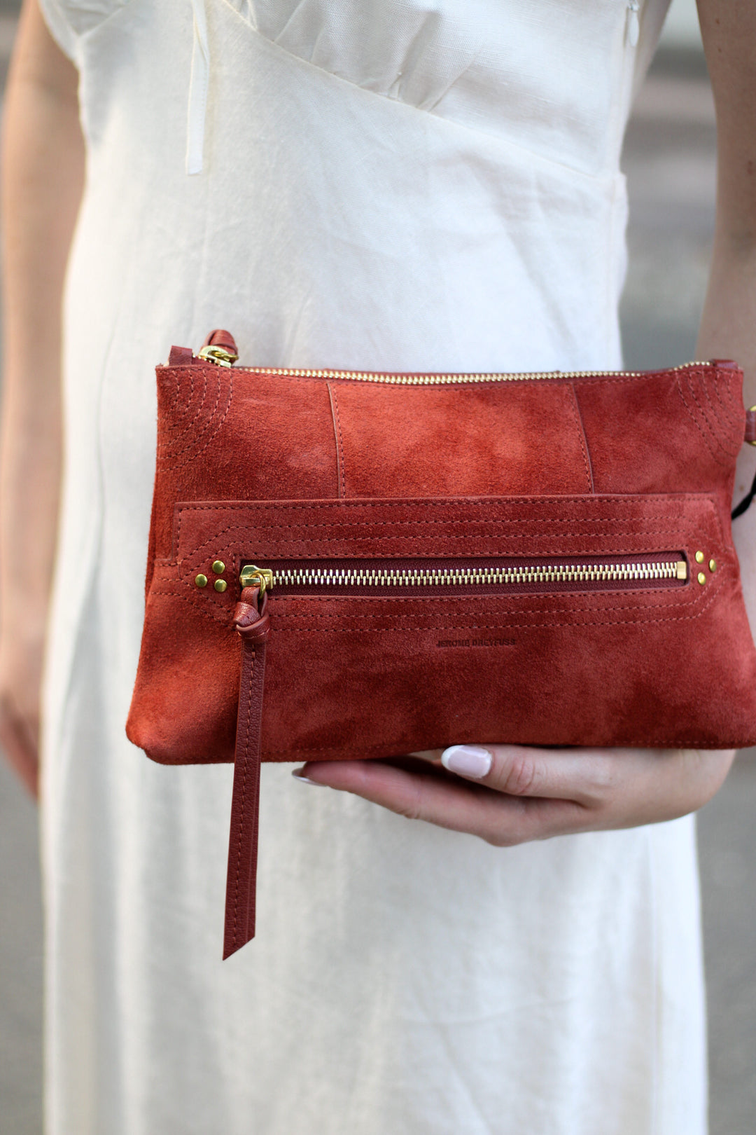 Jerome Dreyfuss - Lucky Clutch L rouille split suede