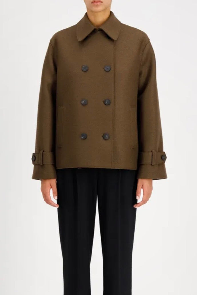 Harris Wharf - Women oversized short trench pressed wool with quilted lining