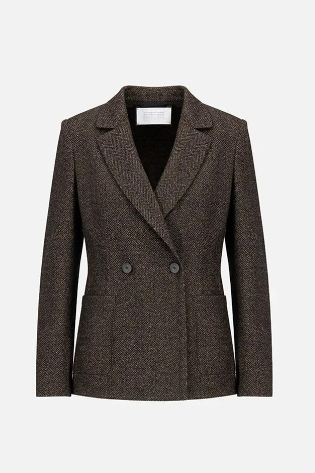 Harris Wharf - Women d.b. blazer with shoulder pads donegal herringbone