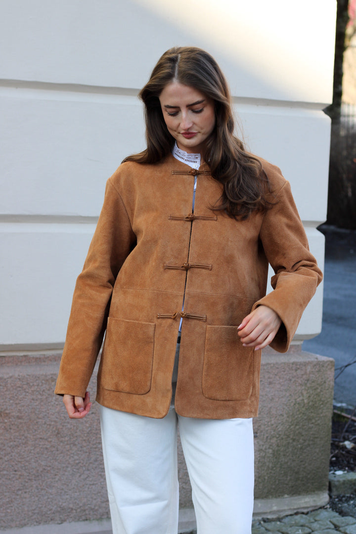 Róhe - Mandarin Textured Suede Jacket