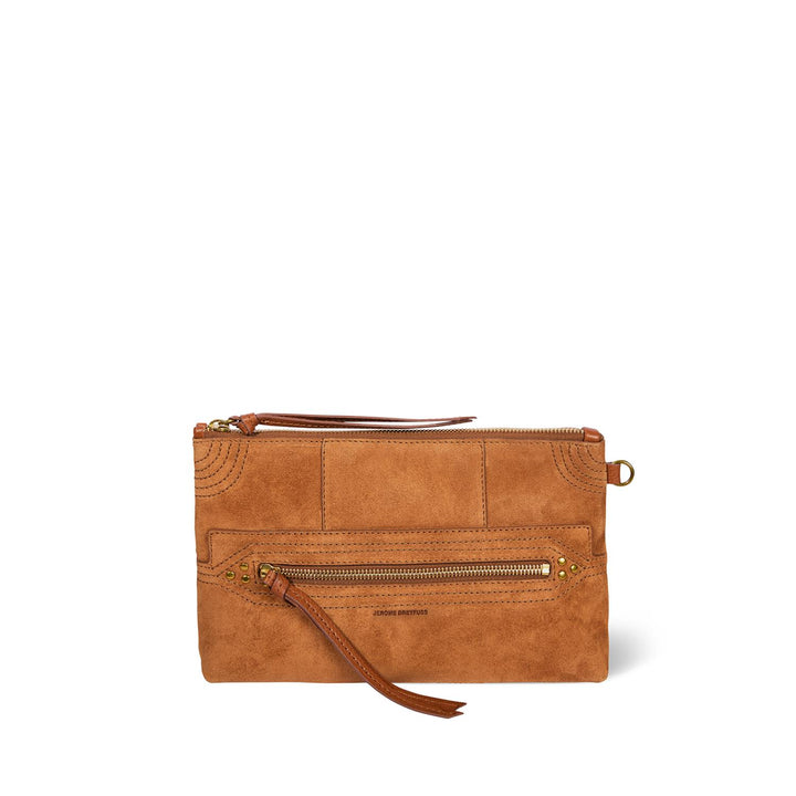 Jerome Dreyfuss - Lucky Clutch L caramel split suede