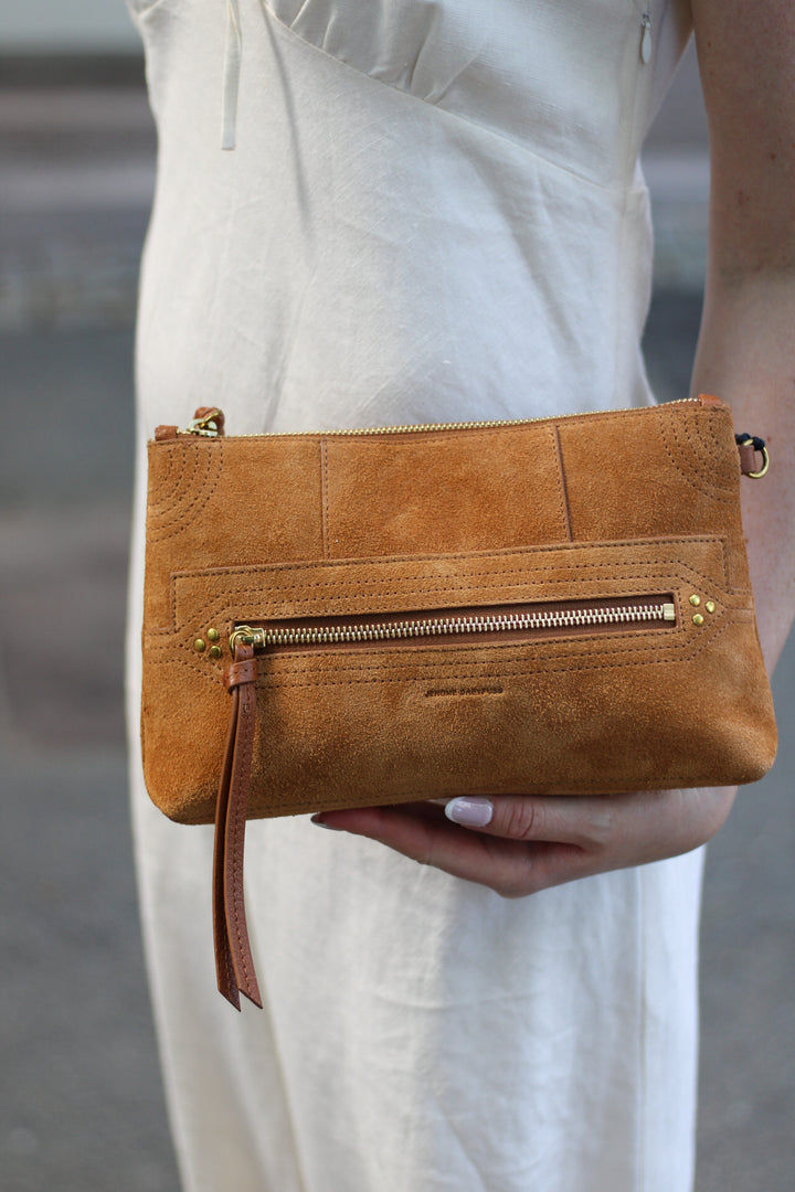 Jerome Dreyfuss - Lucky Clutch L caramel split suede