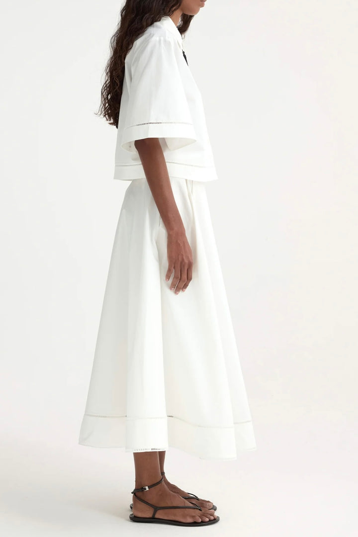 Róhe - Ladder embroidered poplin skirt