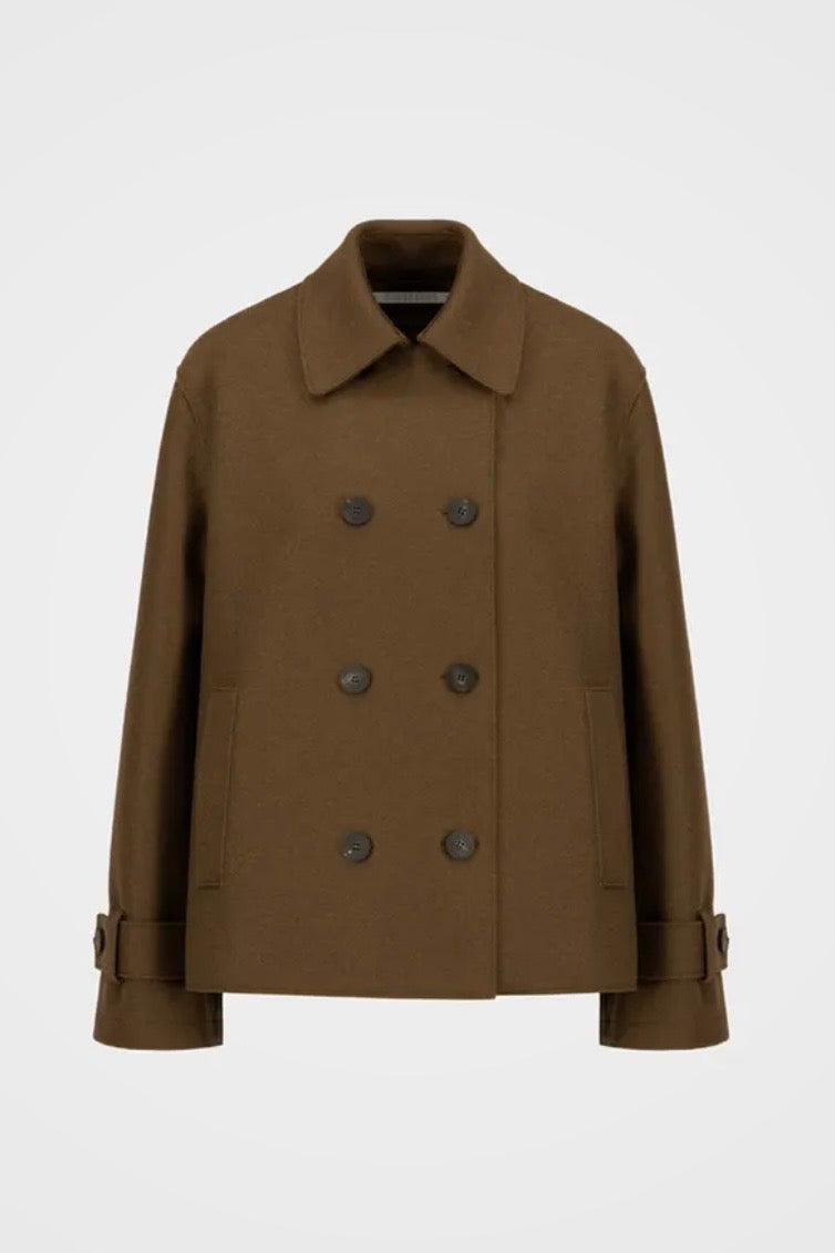 Harris Wharf - Women oversized short trench pressed wool with quilted lining
