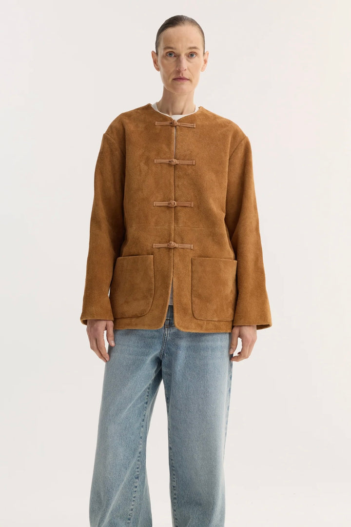 Róhe - Mandarin Textured Suede Jacket