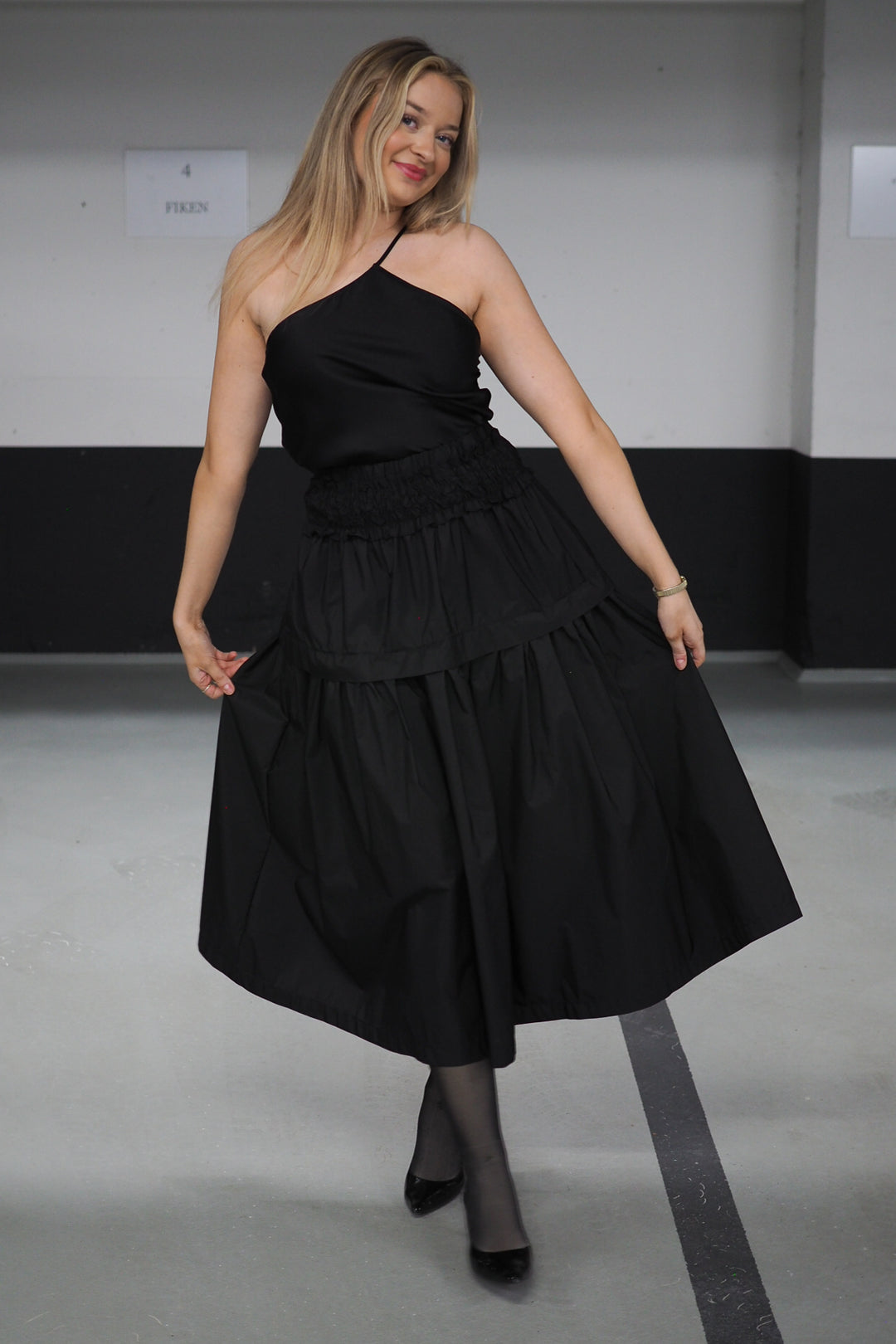 Sea NY - Diana Taffeta Smocked Midi Skirt