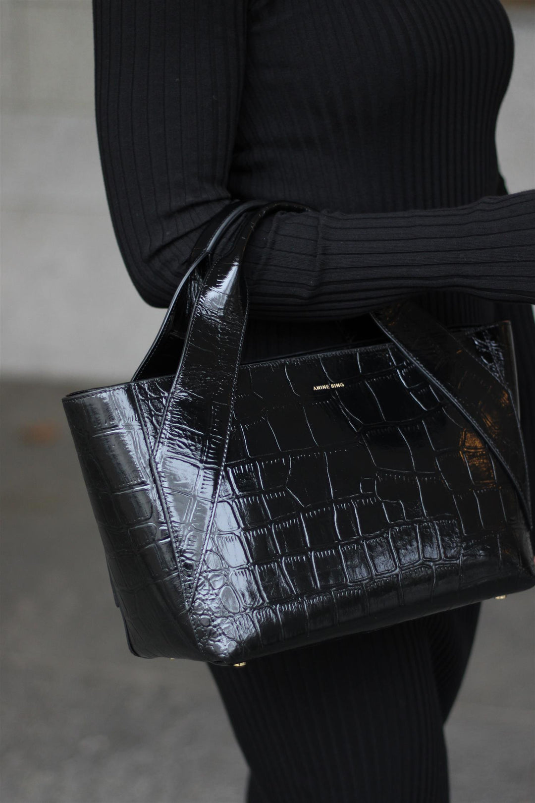 Anine Bing Maya Embossed Leather Tote Bag