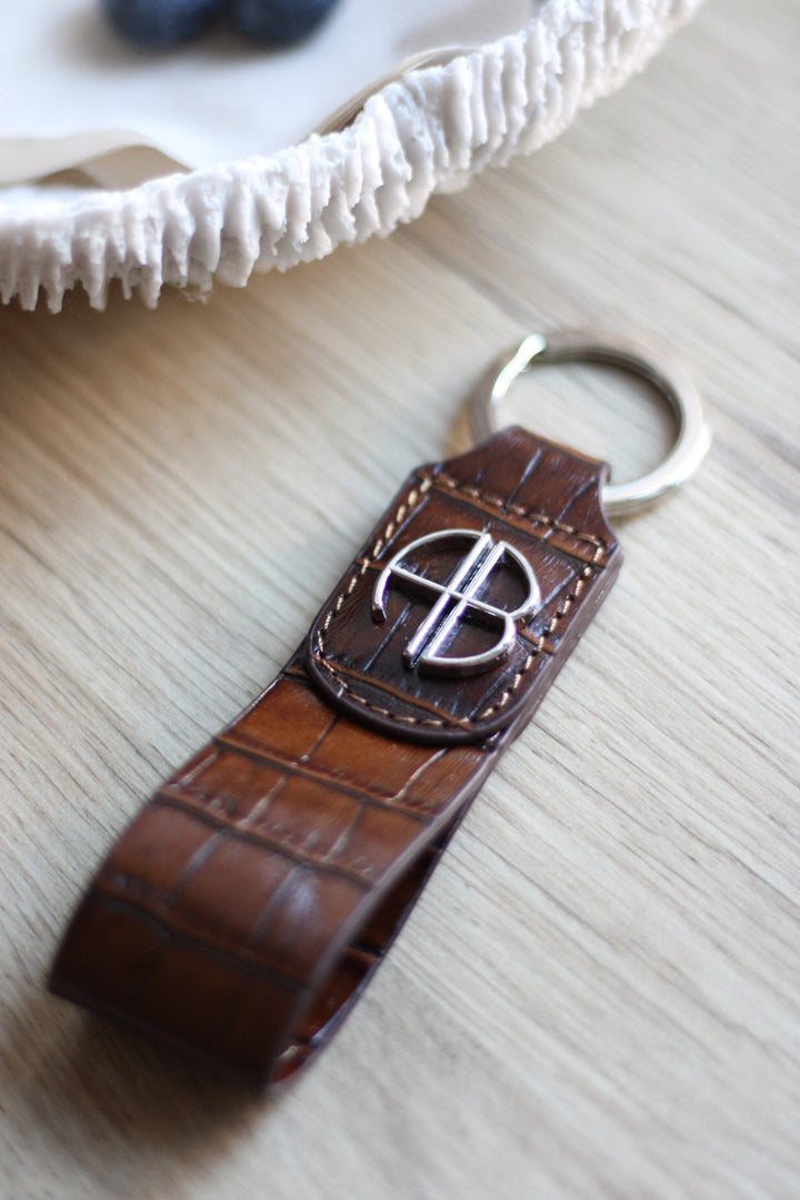 Anine Bing Key Chain Brown Croco