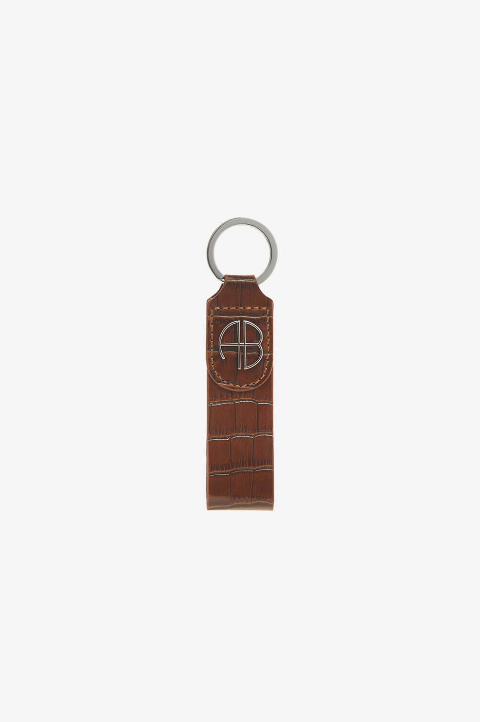 Anine Bing Key Chain Brown Croco