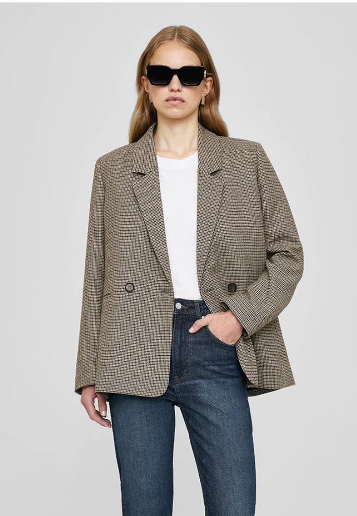 Anine Bing Madeleine Blazer - Mini Houndstooth