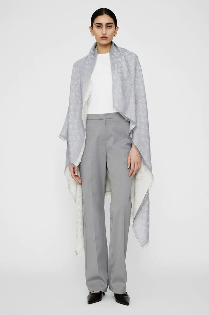 Anine Bing - Saige scarf grey and cream monogram