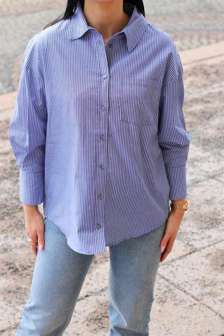 Anine Bing - Mika Shirt blue and white